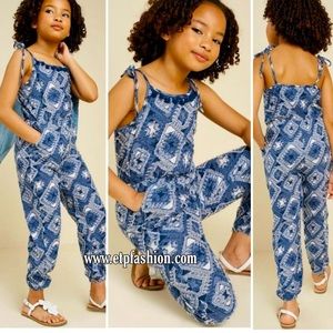 Hayden Girls Blue/White Patterned Jumpsuit